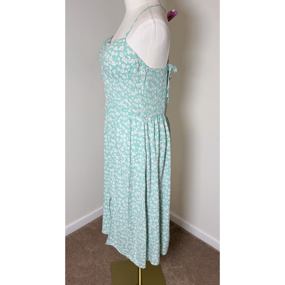 Lily Rose Squareneck Molded Cup Side Slit Midi Dress XL Rayon Linen Sundress - Picture 5 of 12